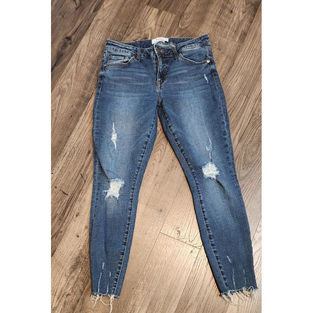 Pistola Women's Size 29 Blue Denim Frayed Hem Skinny Leg Jeans EUC